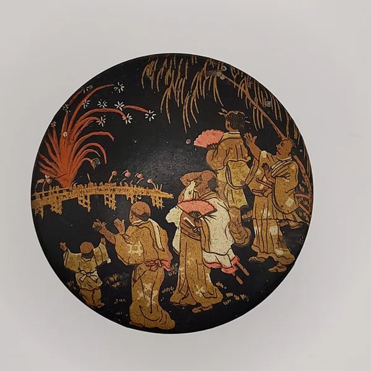 Boite ronde Japonisante laquée noir  Napoléon III