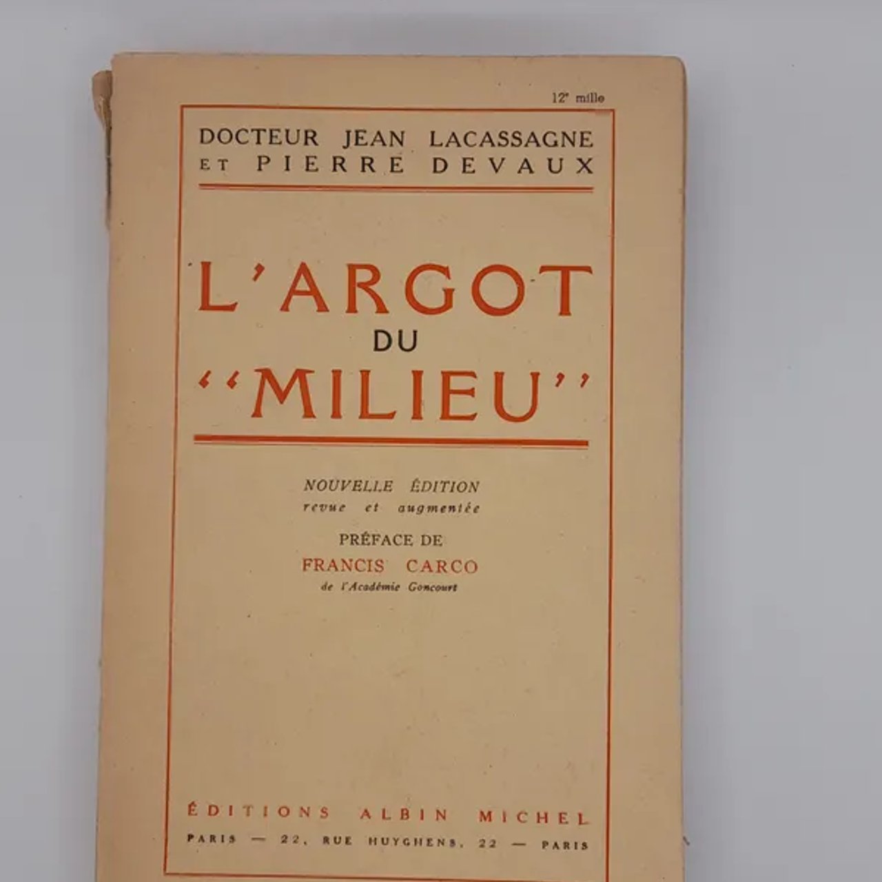 Livre l'argot du milieu 1948