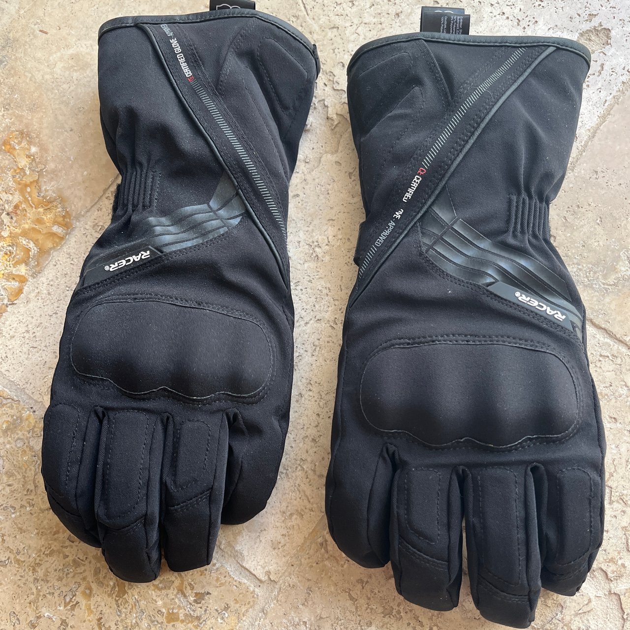 Gants moto hivers en tissus et cuir